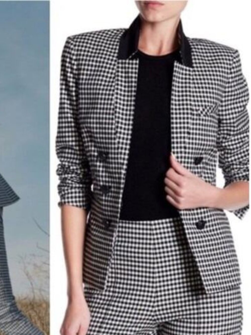 Veronica Beard Cottage Double Breasted Blazer in Gingham Size 6